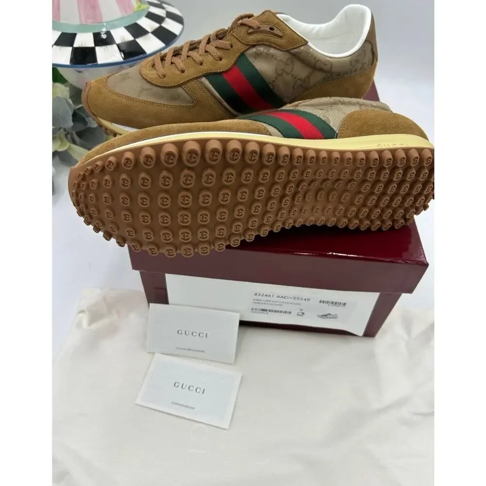 Men's Gucci re motion, canvas and suede sneakers size 9, made in Italy
